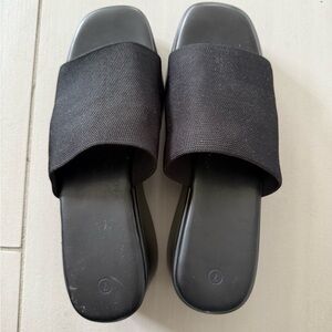 Black Slide Platform Sandals